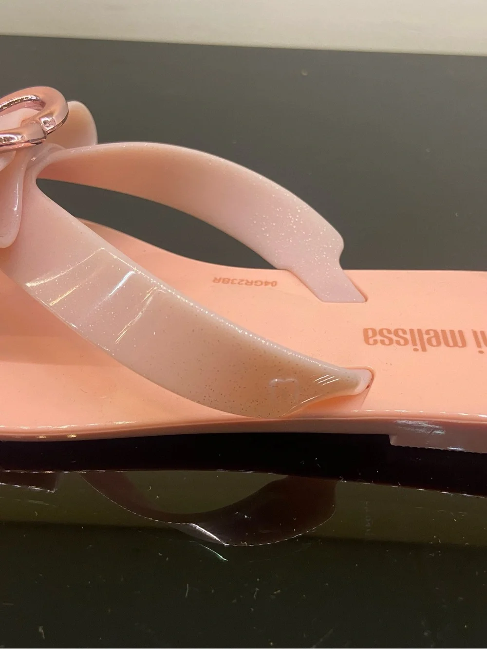Mini Melissa Pink Glitter Heart Bow Jelly Sandals size 12C